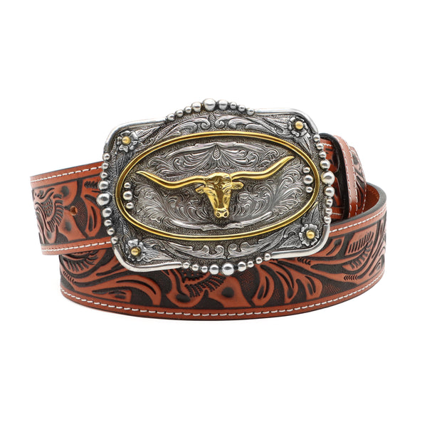 1 1/2 Scalloped Longhorn Western Buckle Belt - AndWest