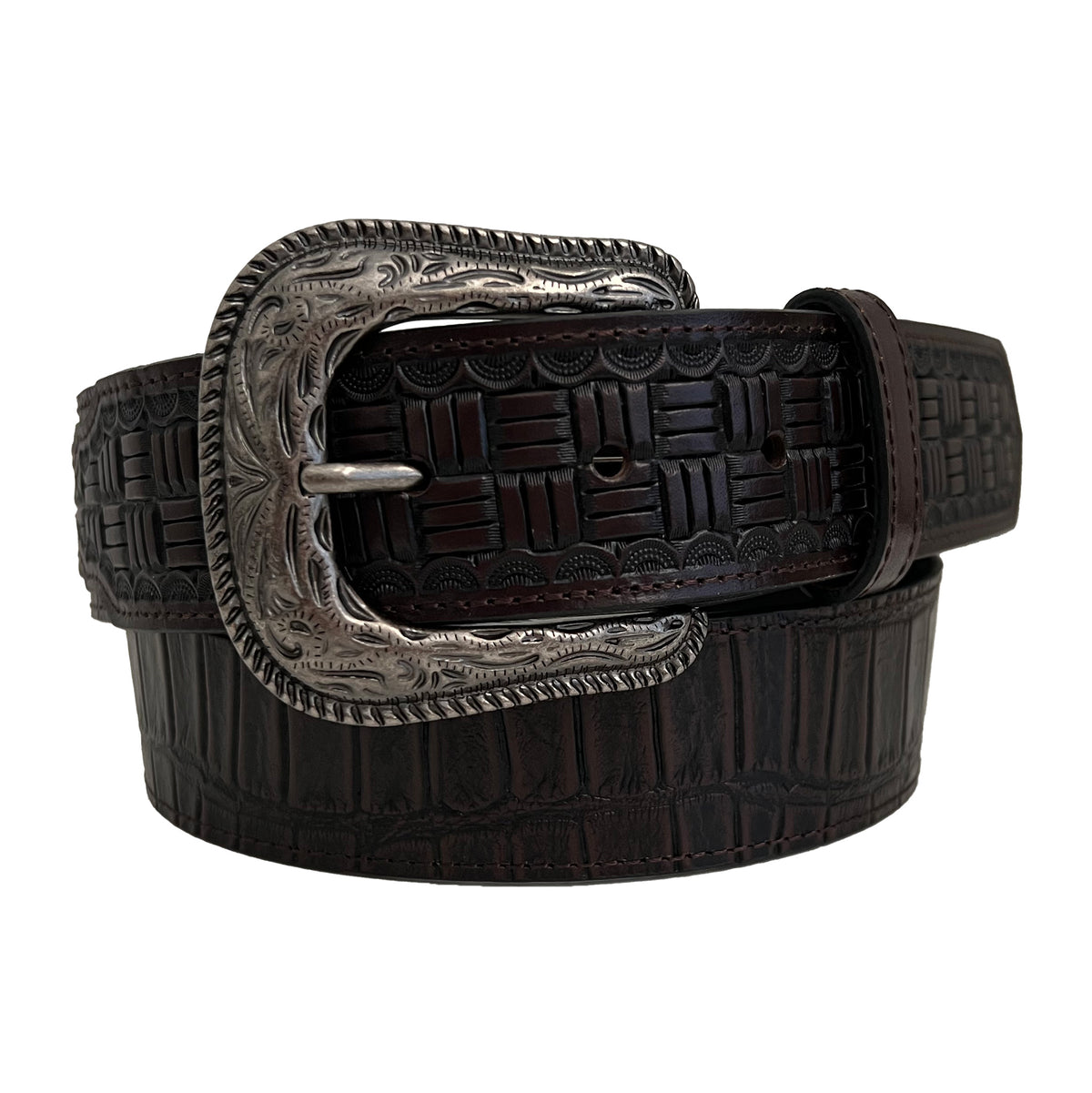 1 1/2&quot; Exotic Alligator Print with Checkered Billets Belt