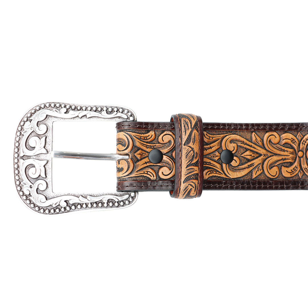 1 1/2&quot; Exotic Alligator Print with Tooled Billets Belt