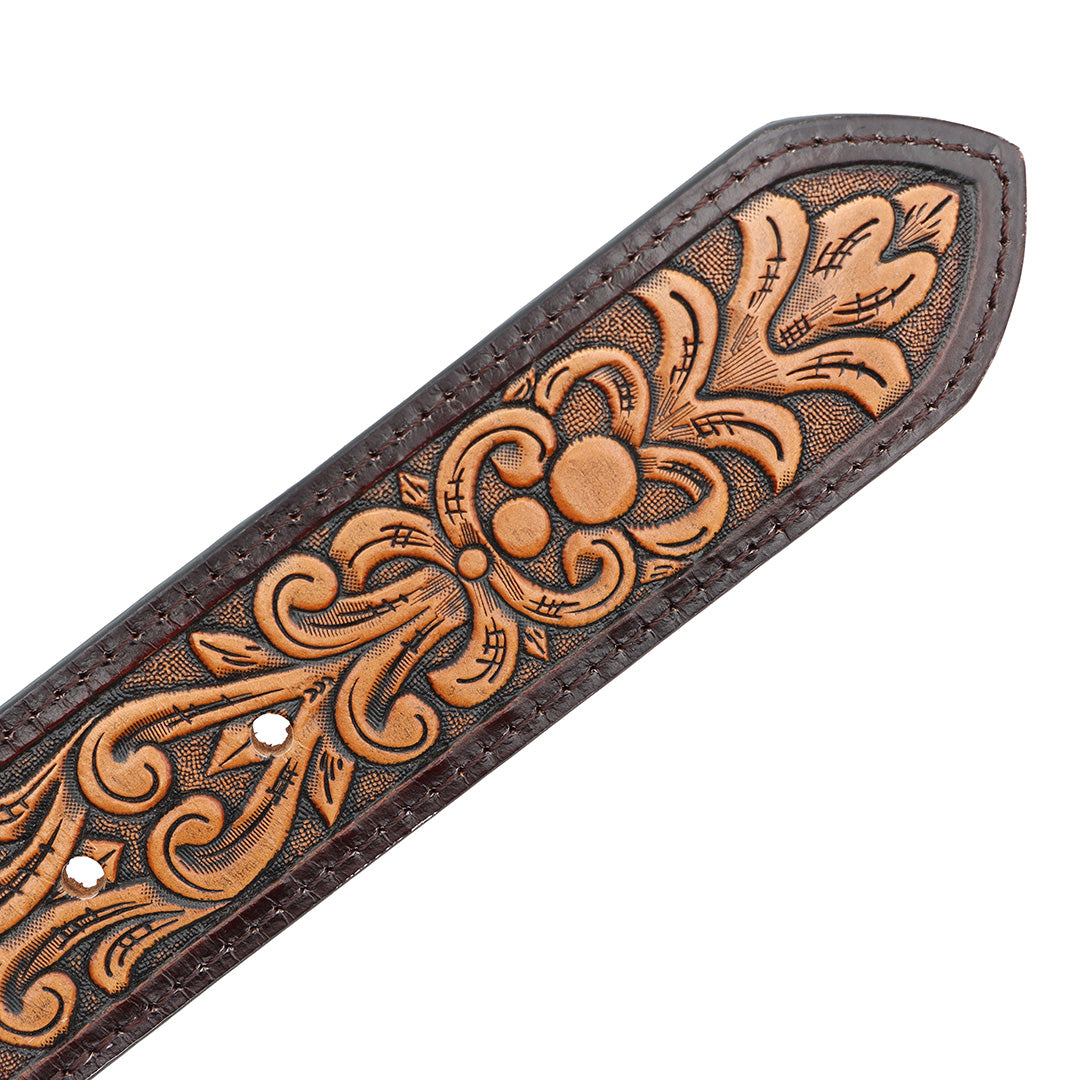 1 1/2&quot; Exotic Alligator Print with Tooled Billets Belt