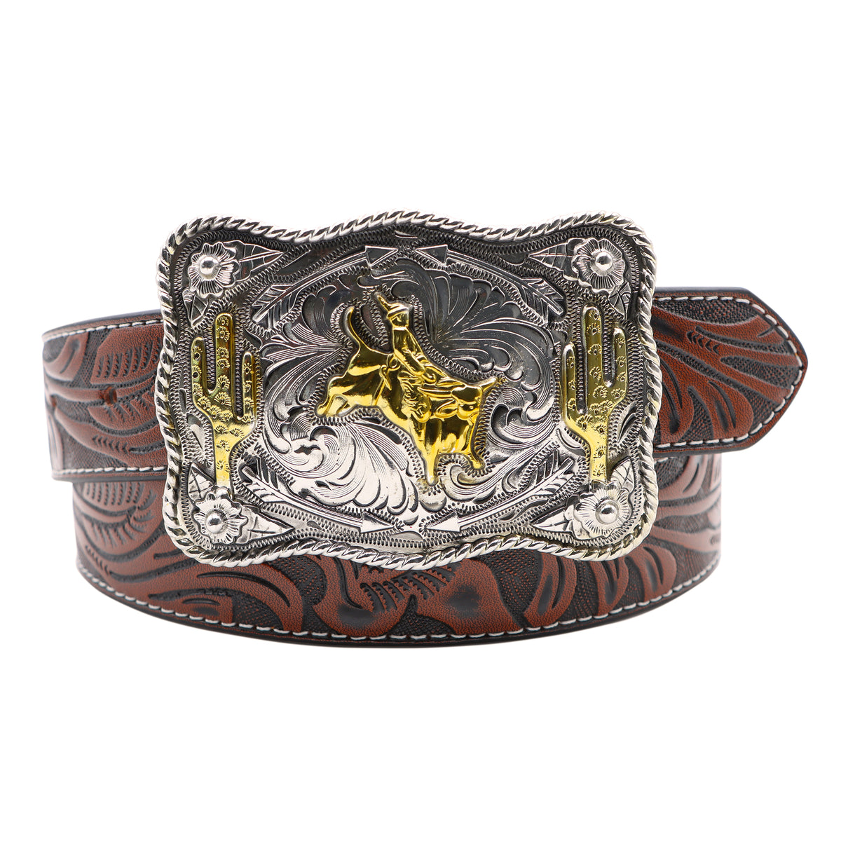 Kids&#39; 1 1/4&quot; Cactus Bull Rider Buckle Belt