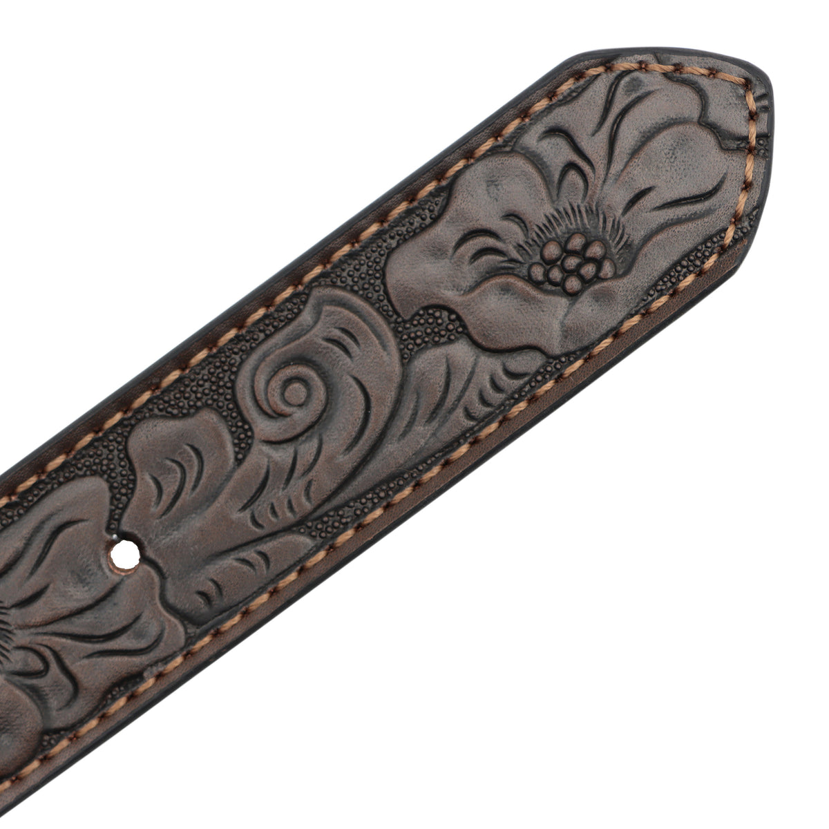 Kids&#39; 1 1/4&quot; Longhorn and Flowers Buckle with Tooled Belt