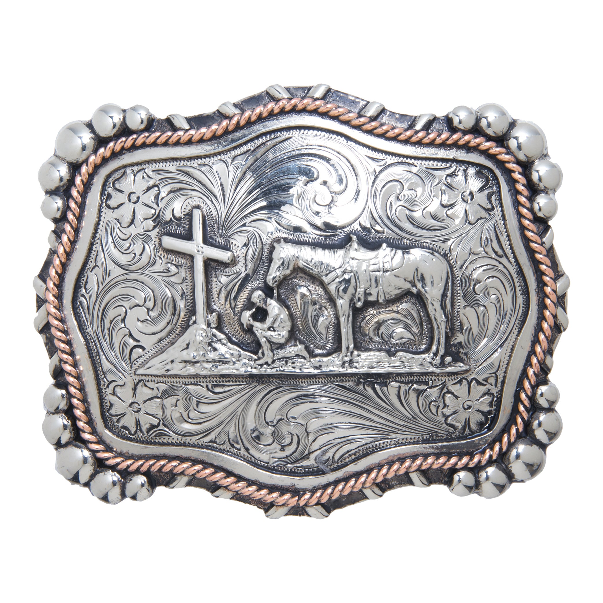 Scalloped Praying Cowboy Buckle - AndWest